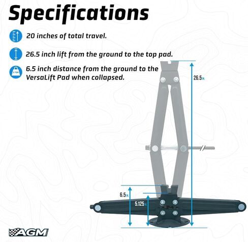 Heavy Duty Scissor Jack for Car - 2000 lbs Capacity, 26.5" Lift Height, 3/4" Hex Drive - Portable Scissor Lift Jack with Carry Handle, VersaLift Head, Wrench & Drill Adapter in Saudi Arabia