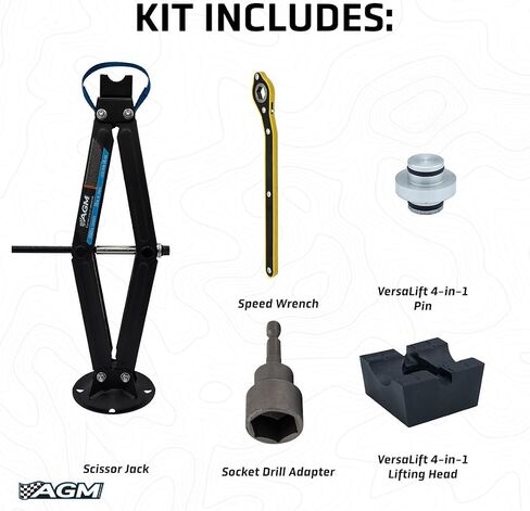 Heavy Duty Scissor Jack for Car - 2000 lbs Capacity, 26.5" Lift Height, 3/4" Hex Drive - Portable Scissor Lift Jack with Carry Handle, VersaLift Head, Wrench & Drill Adapter in Saudi Arabia