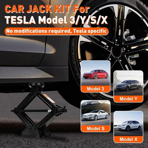 مجموعة Car Jack Kit لـ Tesla Model 3/S/X/Y ، مقص المقص ، مقبس الرفع ، مجموعة إصلاح الإطارات مع وجع العروة ، جاك ، جاك مقص 2.5 طن من أجل Tesla in Kuwait