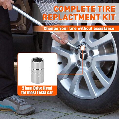 مجموعة Car Jack Kit لـ Tesla Model 3/S/X/Y ، مقص المقص ، مقبس الرفع ، مجموعة إصلاح الإطارات مع وجع العروة ، جاك ، جاك مقص 2.5 طن من أجل Tesla in Kuwait