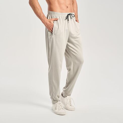 3PC Men's Tapered Jogger Pants with Zipper Pockets - Snag-Proof Mesh Fabric, Breathable for Sports & Casual Wear in Kuwait