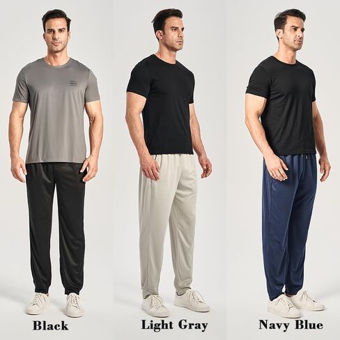 3PC Men's Tapered Jogger Pants with Zipper Pockets - Snag-Proof Mesh Fabric, Breathable for Sports & Casual Wear in Kuwait