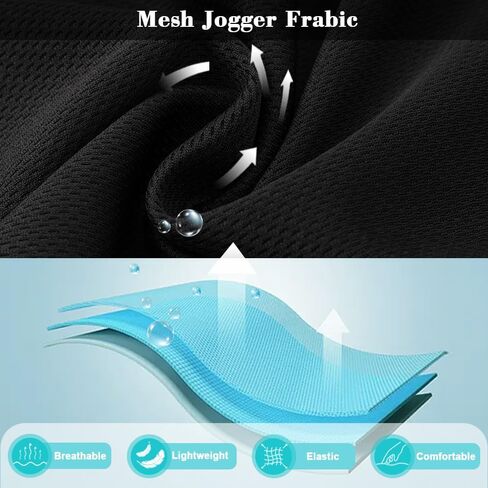 3PC Men's Tapered Jogger Pants with Zipper Pockets - Snag-Proof Mesh Fabric, Breathable for Sports & Casual Wear in Kuwait