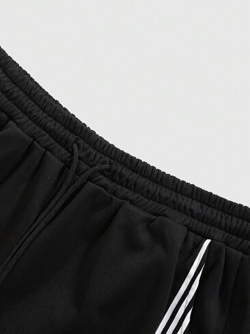 QJQ Men's Wide Leg Baggy Sweatpants Vintage Y2K Striped Track Pants with Pockets Casual Streetwear in Kuwait