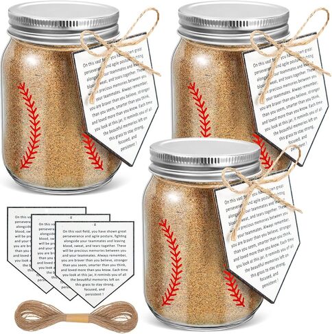 3 Pack Softball Printed Mason Jars 16 oz Sports Themed Glass Jars with Memory Tag Softball Senior Gift Printed Dirt Jar for Team Coach Player Gift Sport Party Favors in Kuwait