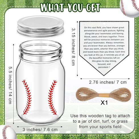 3 Pack Softball Printed Mason Jars 16 oz Sports Themed Glass Jars with Memory Tag Softball Senior Gift Printed Dirt Jar for Team Coach Player Gift Sport Party Favors in Kuwait