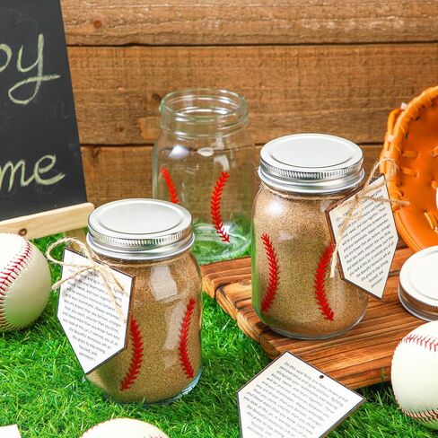 3 Pack Softball Printed Mason Jars 16 oz Sports Themed Glass Jars with Memory Tag Softball Senior Gift Printed Dirt Jar for Team Coach Player Gift Sport Party Favors in Kuwait