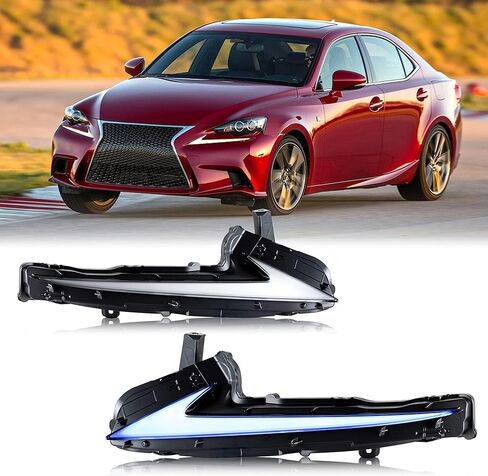 وقت البالغة LED DRL DRL أثناء النهار لضوء LEXUS IS250 IS350 IS200T IS300 ISF 2014 2015 2016 Blue Start-up startment sequential president sexpliz in Kuwait