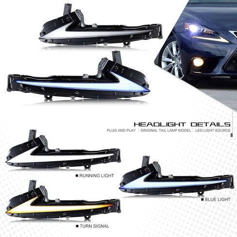 وقت البالغة LED DRL DRL أثناء النهار لضوء LEXUS IS250 IS350 IS200T IS300 ISF 2014 2015 2016 Blue Start-up startment sequential president sexpliz in Kuwait