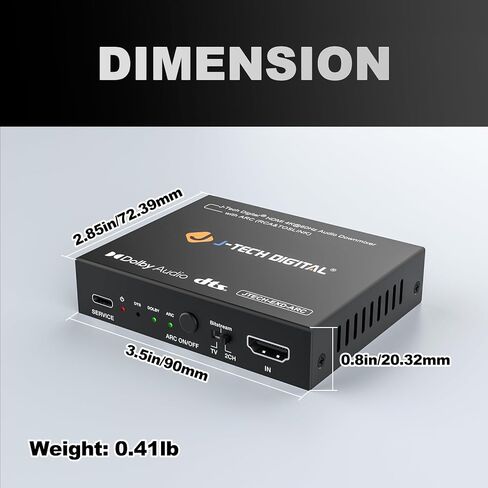 J-Tech Digital HDMI 4K 60HZ HDMI Audio Extractor with Audio Embedder Optical SPDIF + 3.5MM Output Supports HDMI 2.0, 18Gpbs Bandwidth, HDCP 2.2, Dolby Digital/DTS Passthrough CEC, HDR10 [JTECH-18GAE2] in Saudi Arabia