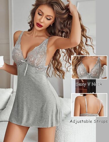 الملابس الداخلية Avidlove للنساء مثير Babydoll Chemise Lightgown Lace Strap Nightwear Modal Dress in Saudi Arabia