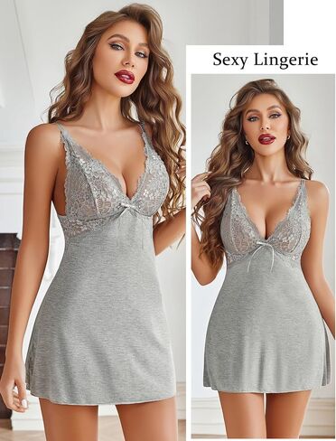 الملابس الداخلية Avidlove للنساء مثير Babydoll Chemise Lightgown Lace Strap Nightwear Modal Dress in Saudi Arabia