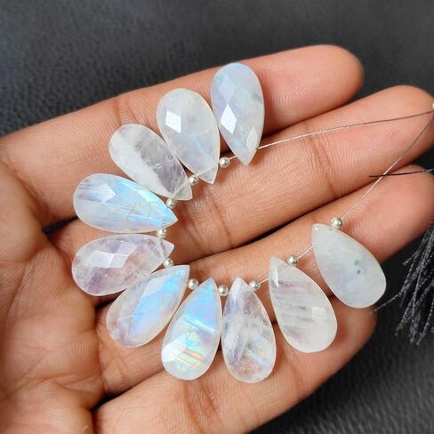 Natural Rainbow Moonstone 1 Strand Pear Shape - 20 × 10 مم - الكثير من الأحجار الكريمة المصقول بالجملة لصنع مجوهرات الأحجار الكريمة المصنوعة يدويًا - الكابوكون ، الشفاء ريكي ، ويكا ، الأحجار الكبرى. in Saudi Arabia