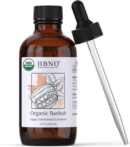 HBNO Organic Baobab Oil - 4 OZ (120 ml) Value Size - Natural Baobab Oil, Cold Pressed - Perfect Carrier Oil for Massage, Aromatherapy, DIY, Soap Making, Face, Body, Lips, Hair, Nails in Saudi Arabia