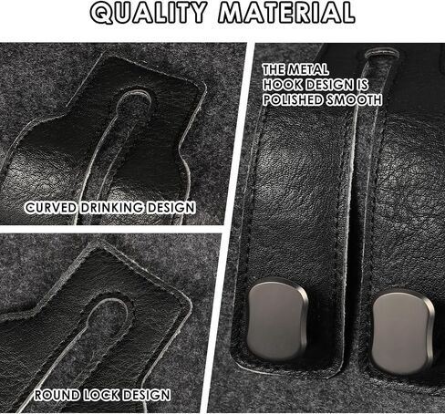 KINIVA Car Seat Headrest Storage Hooks, Set of 2, Suede PU Leather, Double Hooks (07-Grey) in Kuwait