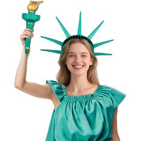 Statue of Liberty Crown and Torch,Statue of Liberty Costume Accessories for Adult Independence Day Cosplay in Kuwait