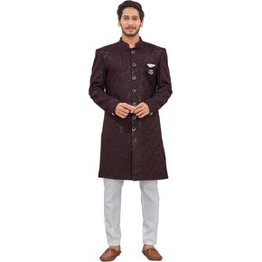 المصمم الهندي حفل زفاف ارتداء الرجال جاكارد الهندو الغربي شيرواني بيجاما in Kuwait