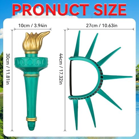 Statue of Liberty Crown and Torch,Statue of Liberty Costume Accessories for Adult Independence Day Cosplay in Kuwait