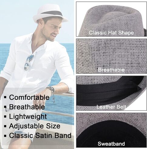 Simplicity Fedora for Men Women Unisex Men's Women's Classic Manhattan Structured Gangster Trilby Fedora Hat in Saudi Arabia