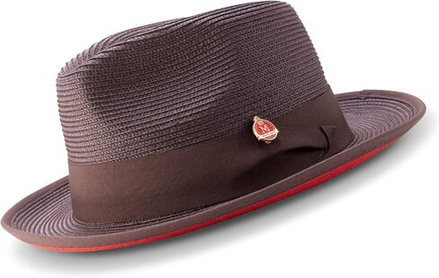 MONTIQUE Men's Braided Two Tone Stingy Brim Pinch Fedora Hat - H76 in Saudi Arabia