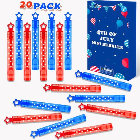 Fourth of July Kids Party Favors Supplies,32 Pack Mini Bubbles Wands for 4th of July Goodie Gift Treat Bags,Small Party Accessories Decorations for Patriotic, Memorial Day, Birthday, Students in Saudi Arabia