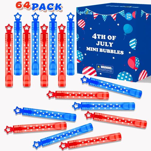 Fourth of July Kids Party Favors Supplies,32 Pack Mini Bubbles Wands for 4th of July Goodie Gift Treat Bags,Small Party Accessories Decorations for Patriotic, Memorial Day, Birthday, Students in Saudi Arabia