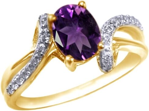 Jewel Zone US Oval Cut Simulated Amethyst Fashion Ring in14k Gold Over Sterling Silver (1.5 Cttw) in Saudi Arabia