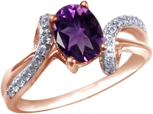 Jewel Zone US Oval Cut Simulated Amethyst Fashion Ring in14k Gold Over Sterling Silver (1.5 Cttw) in Saudi Arabia