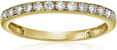 1/5 CTTW إلى 1 CTTW Band Diamond Band for Women ، Milgrain Diamond Wedding Band في 14K Gold Prong Set ، حجم 4.5-10 in Saudi Arabia