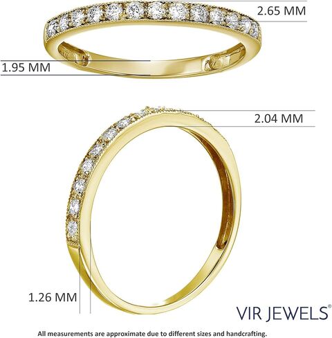1/5 CTTW إلى 1 CTTW Band Diamond Band for Women ، Milgrain Diamond Wedding Band في 14K Gold Prong Set ، حجم 4.5-10 in Saudi Arabia