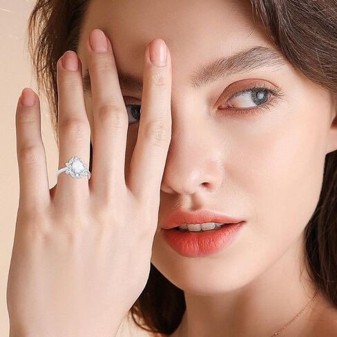 S925 Sterling Silver 1.5 Carat Oval Opal Ring Dainty October Birthstone with Cubic Zirconia Ring Anniversary Birthday Mother's Day Gift for Women Wife in Saudi Arabia