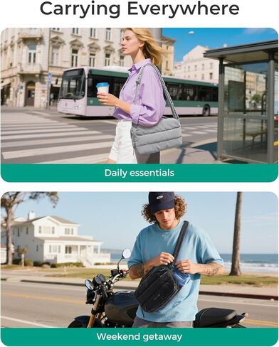BAGSMART Puffy Water Bottle Crossbody Bags for Women, Small Cross body Purse With Bottle Holder, Hobo Handbag for Travel in Kuwait