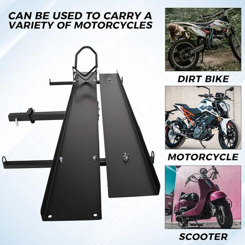 HECASA 600LB Motorcycle Carrier with Loading Ramp Heavy Duty Steel Hauler Rack Dirt Bike Rack Hitch Mount - You Will Get Multiple Packages in Kuwait