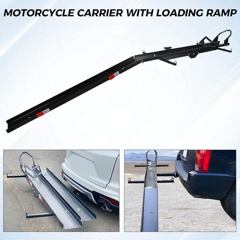 HECASA 600LB Motorcycle Carrier with Loading Ramp Heavy Duty Steel Hauler Rack Dirt Bike Rack Hitch Mount - You Will Get Multiple Packages in Kuwait