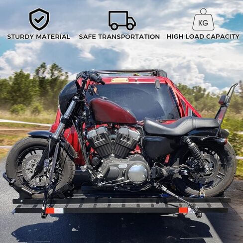 HECASA 600LB Motorcycle Carrier with Loading Ramp Heavy Duty Steel Hauler Rack Dirt Bike Rack Hitch Mount - You Will Get Multiple Packages in Kuwait