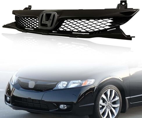 YLT AUTO Front Bumper Cover Grille Cover Replacement Kit Chrome Guard Grid Air Intake Fit for 2009 2010 2011 Honda Civic Sedan in Saudi Arabia