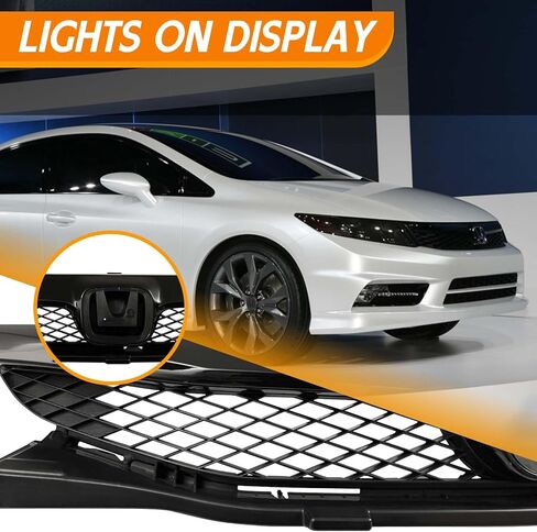 YLT AUTO Front Bumper Cover Grille Cover Replacement Kit Chrome Guard Grid Air Intake Fit for 2009 2010 2011 Honda Civic Sedan in Saudi Arabia