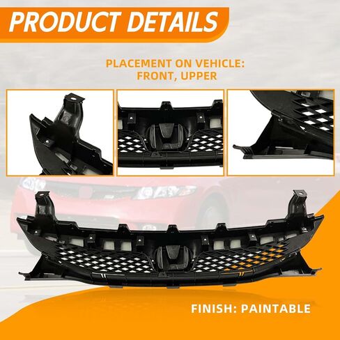YLT AUTO Front Bumper Cover Grille Cover Replacement Kit Chrome Guard Grid Air Intake Fit for 2009 2010 2011 Honda Civic Sedan in Saudi Arabia