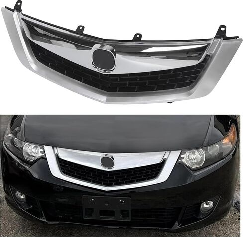 الشبكة الأمامية Hecasa متوافقة مع 2009 2010 Acura TSX Silver ABS Plastic Grill مع تقليم صب in Saudi Arabia