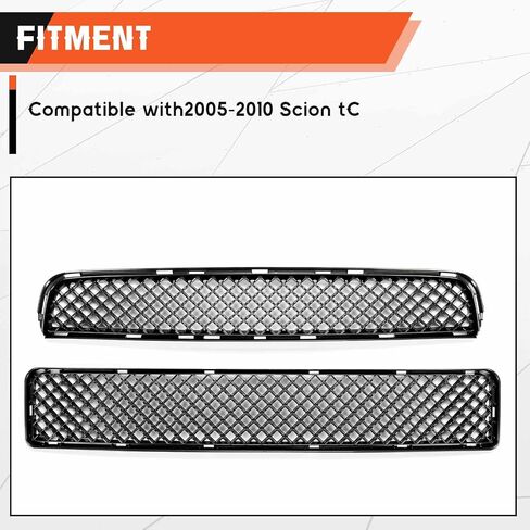 Kojem Front Upper & Lower Grill Compatible with 2005-2010 Scion tC ABS Plastic Bumper Hood Mesh Grille Black in Saudi Arabia