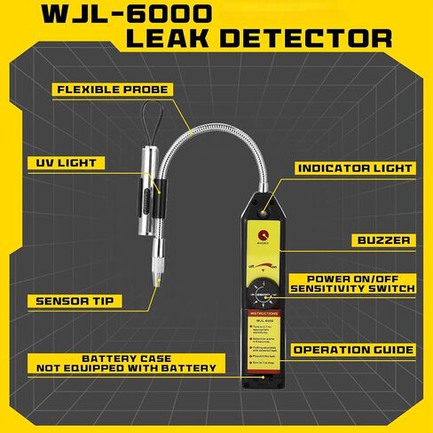 Auto Air Conditioner Leak Detector Tool WJL-6000 Refrigerant Leak Detector with UV Flashlight and Yellow UV Protective Glasses for HVAC Air Conditioner R22 R410A R134A in Saudi Arabia
