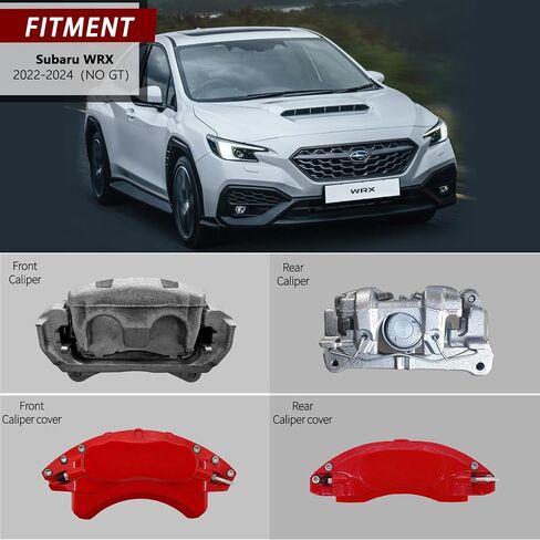 يغطي AOOA الفرجار أغطية الفرجار الفرامل من الألومنيوم الأحمر مناسبة لـ Subaru WRX 2022-2025 （NO GT） （الأمامية والخلفية） in Kuwait
