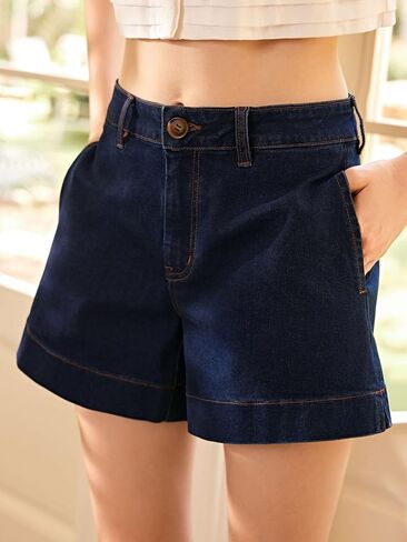 CIDER Jean Shorts for Women Denim Shorts with Pockets Mid Rise Stretchy Casual Jorts Trendy Summer Outfits Y2K in Saudi Arabia