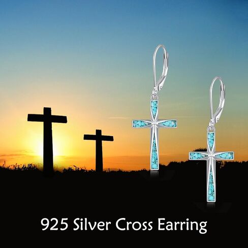 Cross Earrings Sterling Silver Cross Dangle Drop Earring Cross Jewelry Gifts For Women in Kuwait