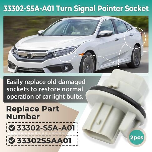 2 Pcs 33302-S5A-A01 Turn Signal Pointer Socket T20 W Compatible with Honda Odyssey Element Crosstour Civic CR-V for Acura TSX TL RDX - Replaces 33302S5AA01 33302-S5A-A01 in Saudi Arabia