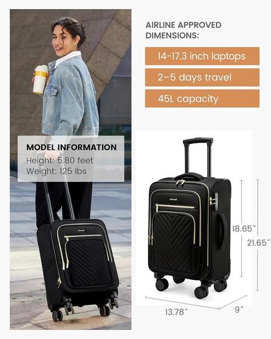 LoveVook Carry On Luggage 22x14x9 Airline Airline المعتمدة ، بحقائب تحمل 20 بوصة على عجلات ، حقيبة Rolling Softside مع TSA Lock للنساء الرجال ، أمتعة سفر خفيفة الوزن in Saudi Arabia