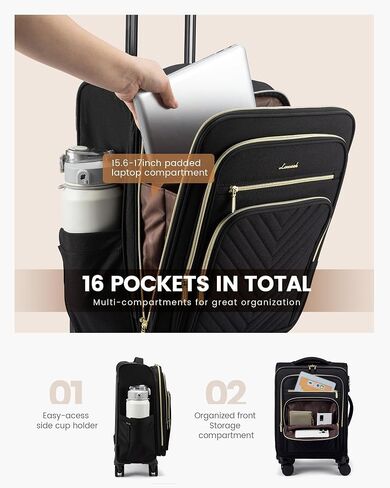 LoveVook Carry On Luggage 22x14x9 Airline Airline المعتمدة ، بحقائب تحمل 20 بوصة على عجلات ، حقيبة Rolling Softside مع TSA Lock للنساء الرجال ، أمتعة سفر خفيفة الوزن in Saudi Arabia
