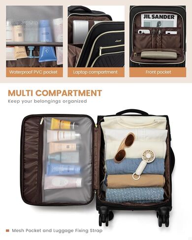 LoveVook Carry On Luggage 22x14x9 Airline Airline المعتمدة ، بحقائب تحمل 20 بوصة على عجلات ، حقيبة Rolling Softside مع TSA Lock للنساء الرجال ، أمتعة سفر خفيفة الوزن in Saudi Arabia