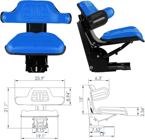 Tractor Suspension Seat With Tilt For Ford & New Holland 3900 3930 3910 4000 4100 4110 4330 4600 4610 5000 5100 5600 5610 5900 5910, Blue in Saudi Arabia