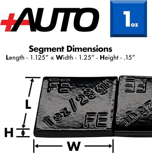 +AUTO 1oz, 1.0oz, Steel, Adhesive Stick on Wheel Weights, EZPeel Tape Weights, Cars, Trucks, SUVs, Motorcycle, Low Profile, Rim Contoured, OE Certified, U.S.A. Professional Grade, 144pcs (Black) in Saudi Arabia